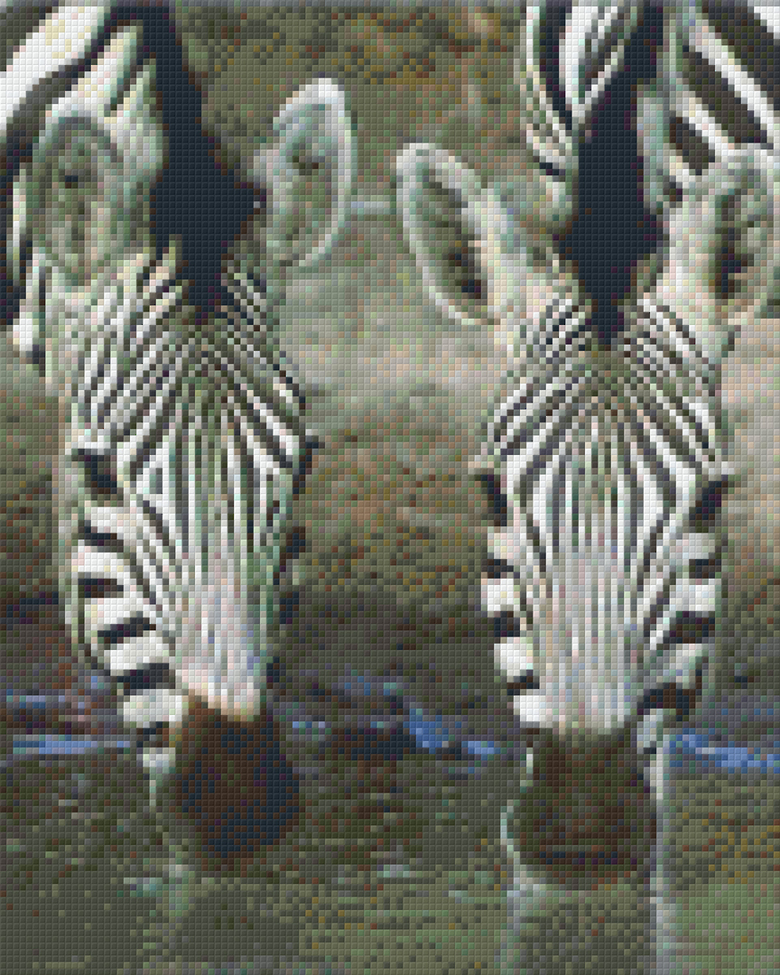 Zebras Drinking Nine [9] Baseplate PixelHobby Mini-mosaic Art Kit image 0